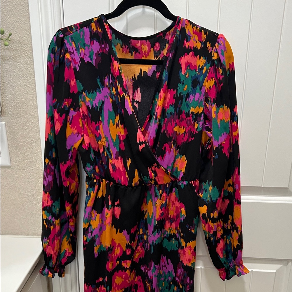SHEIN Colorful Abstract Long Sleeve Dress